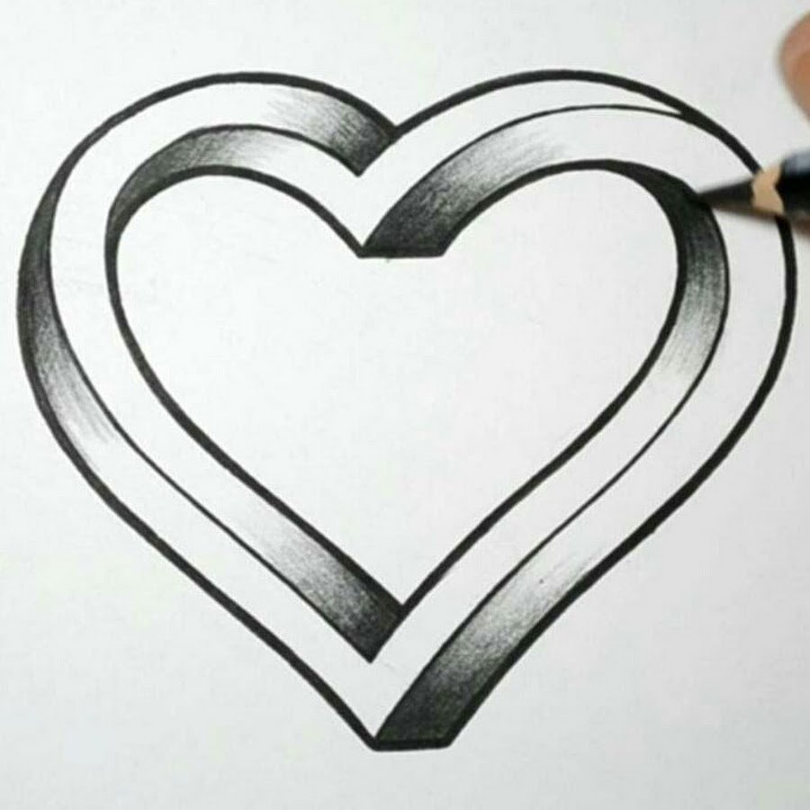 Сердце карандашом для срисовки