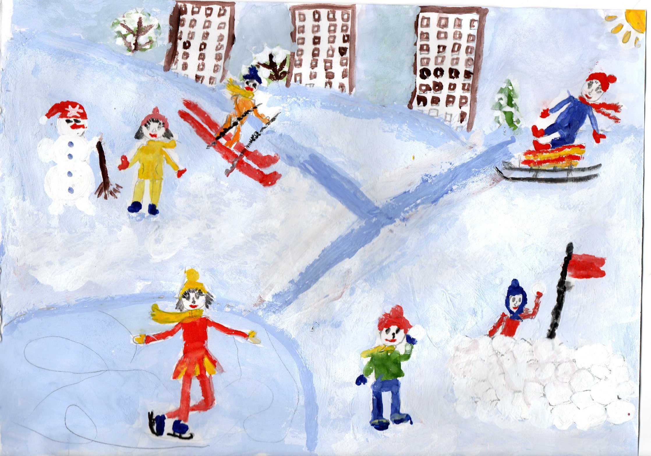 Рисунок зимние забавы 6 класс