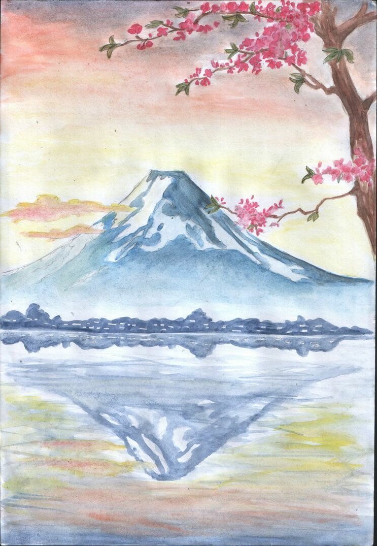 Японский пейзаж рисунок