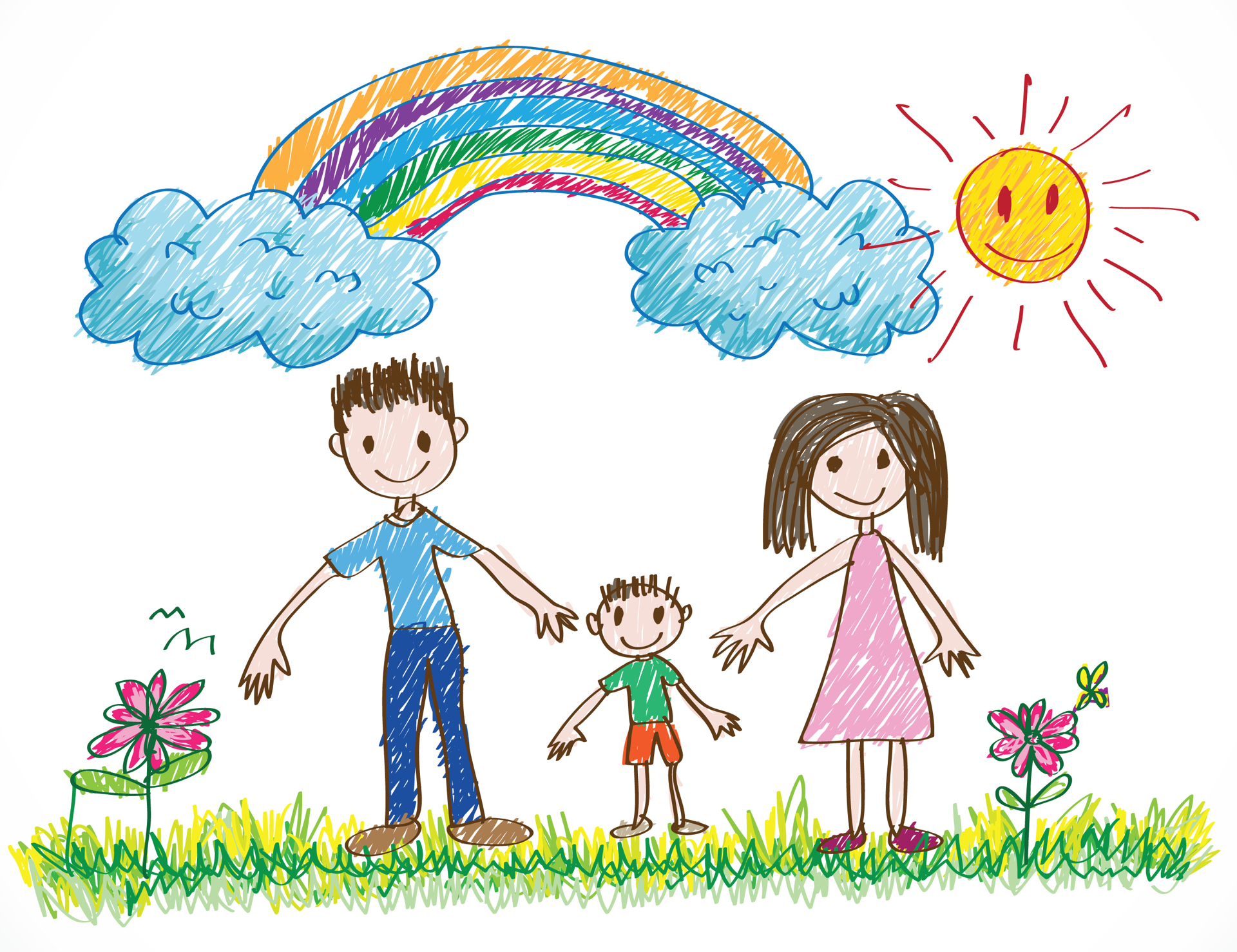 Нарисовать счастливых детей