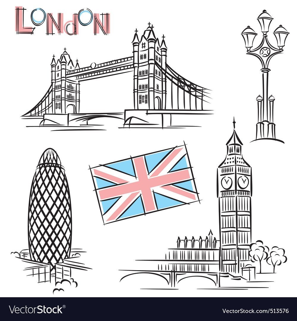 Символы и достопримечательности Британии рисунки карандашом