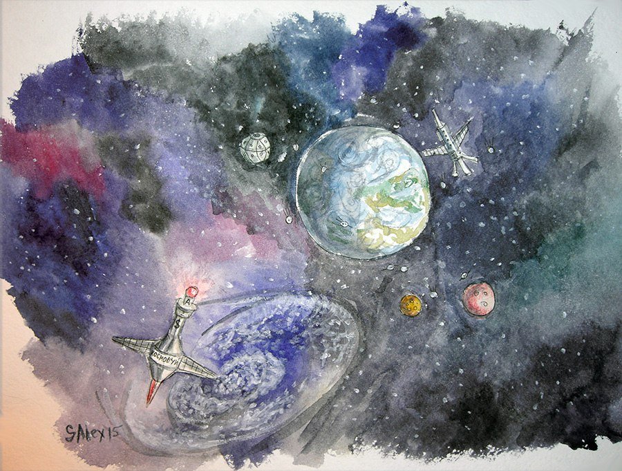 Космос акварелью для детей. Космос акварелью. Рисунок на тему космос. Рисование космос. Космический пейзаж акварелью.
