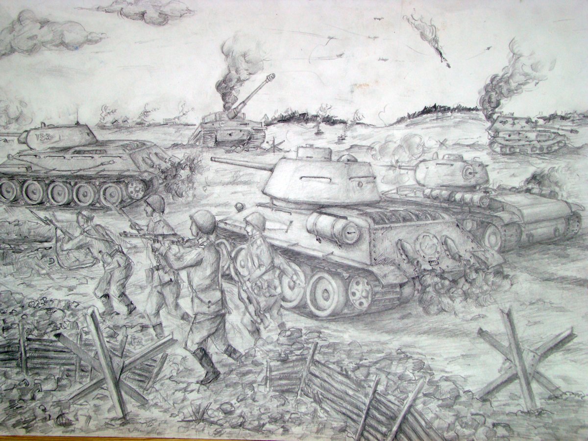 Раскраска танковое сражение под Прохоровкой