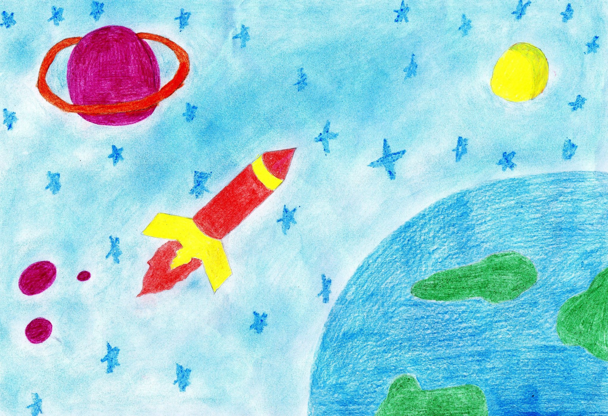 Рисунок к дню космонавтики в детский сад - 92 фото