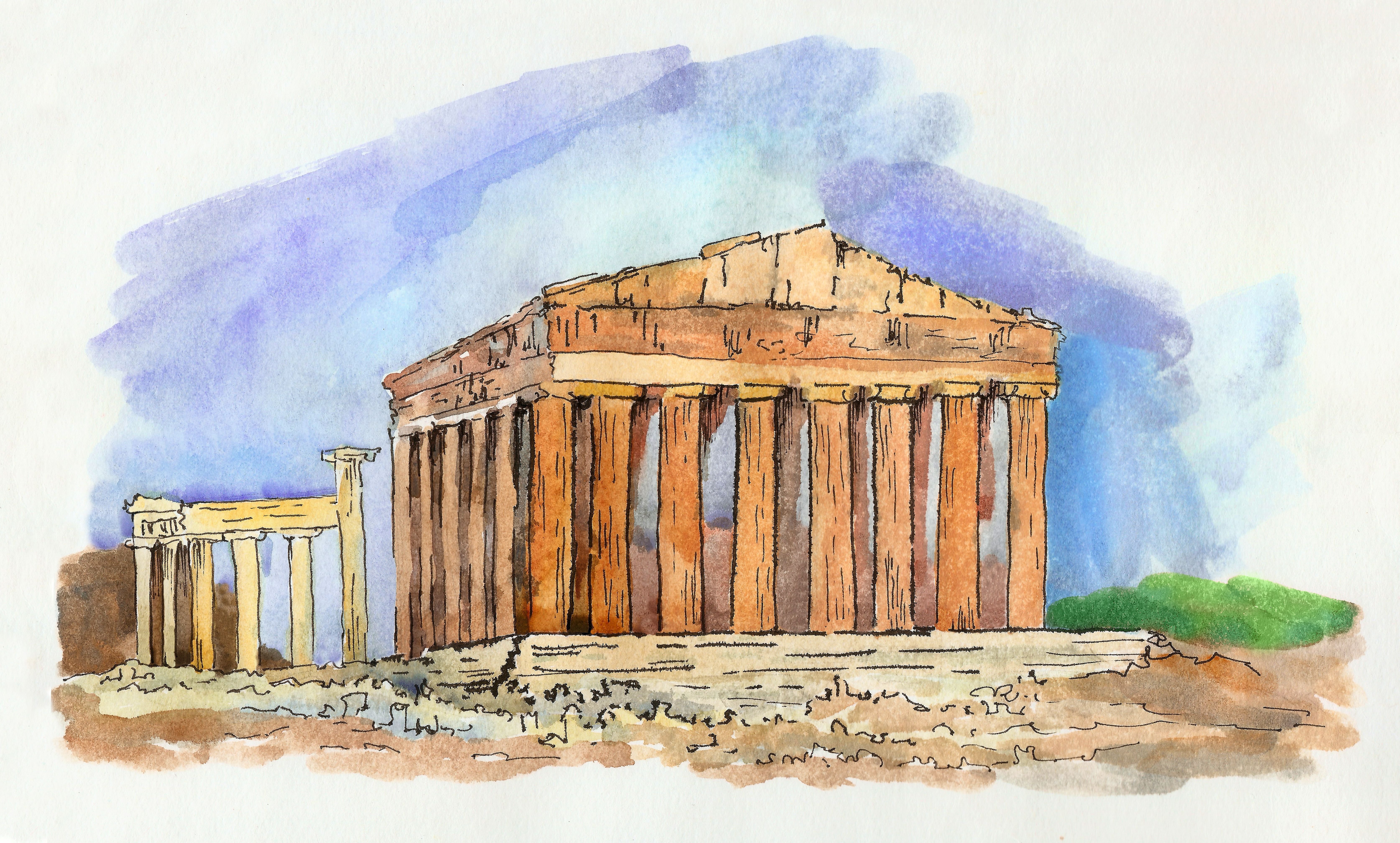 Афинский Акрополь в древней Греции рисунок