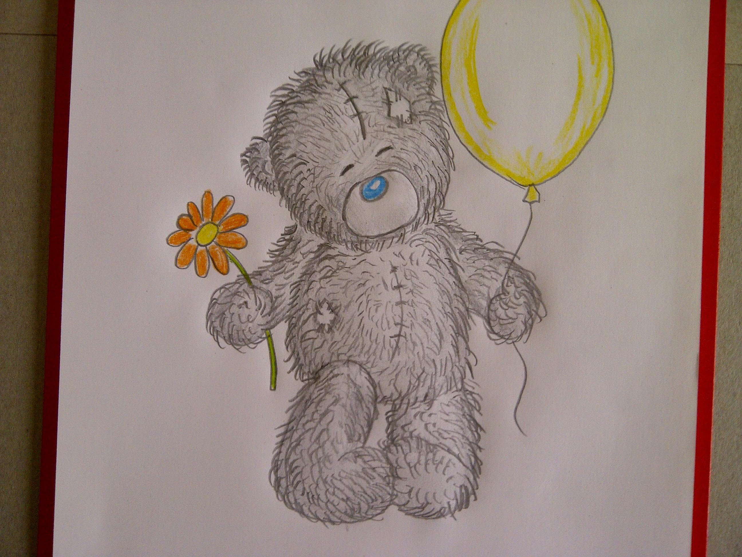 Медведь Тедди карандашом