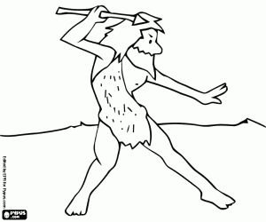 Пещерный человек раскраска для детей