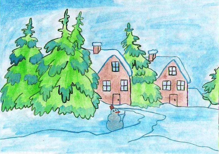 Зимние картинки легко. Зима рисунок. Иллюстрация на тему зима. Рисунок на тему зима. Зимний пейзаж карандашом.