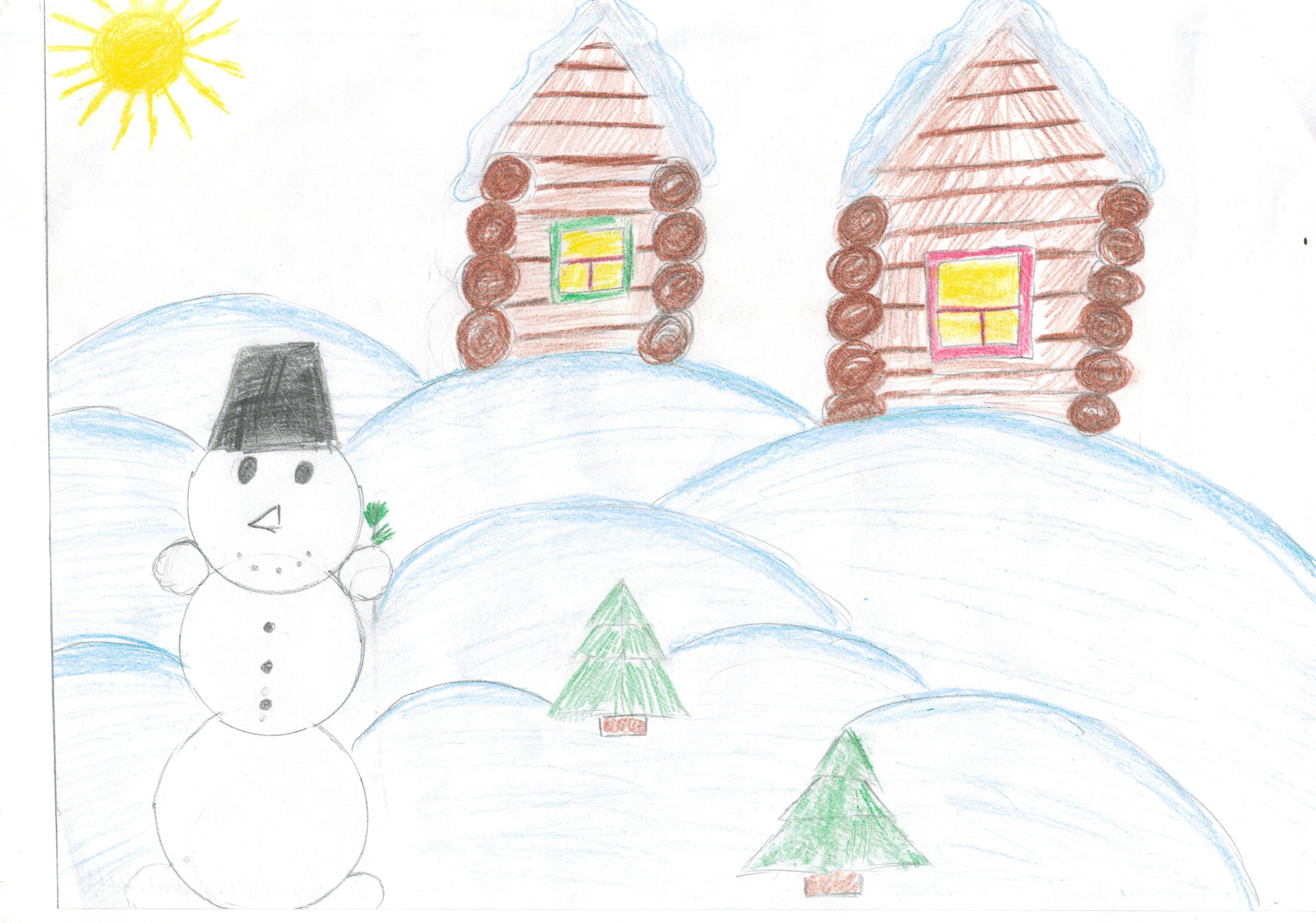 Рисунок Зимушка зима 3 класс на конкурс