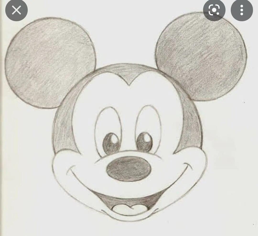 Рисунок Микки Мауса карандашом