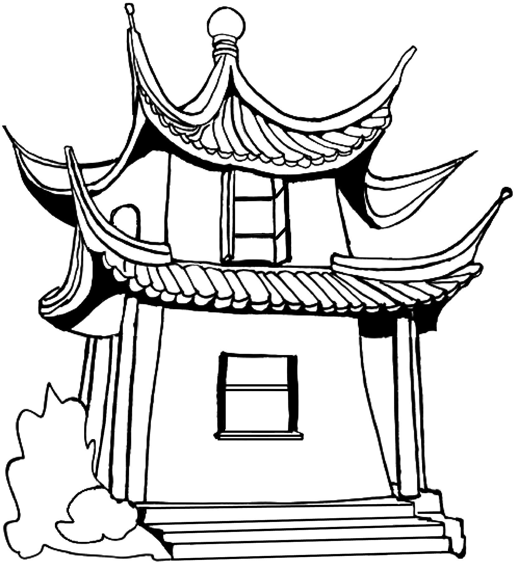Китайский храм раскраска