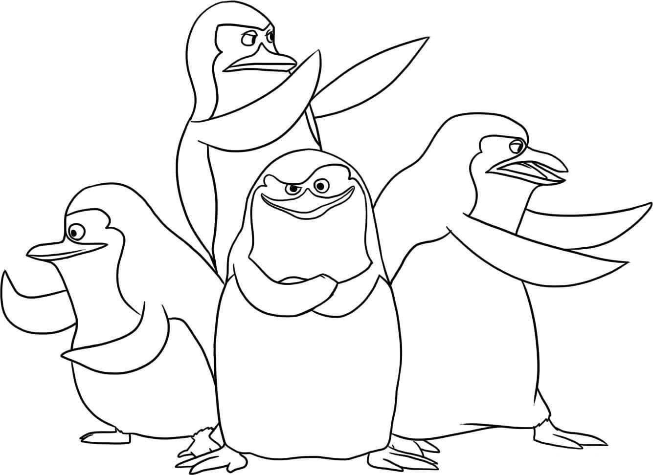 Пингвины Мадагаскара раскраска