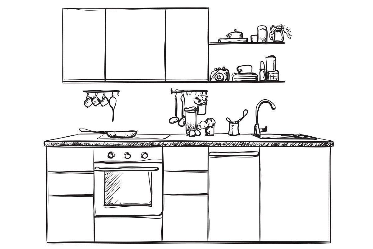 Кухонный гарнитур силуэт иллюстрация