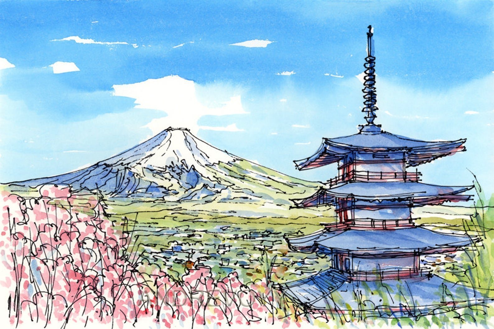 Башня пагода Япония Фудзияма