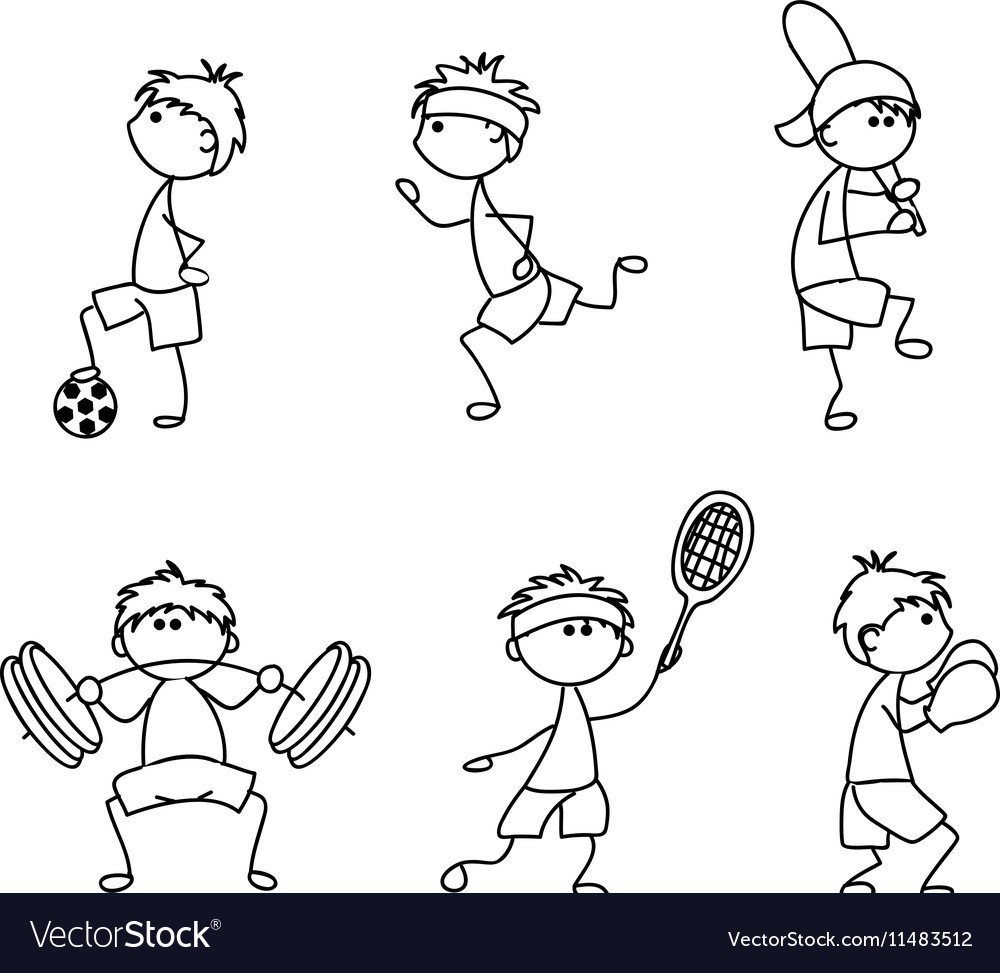 Дети и спорт схематичный рисунок