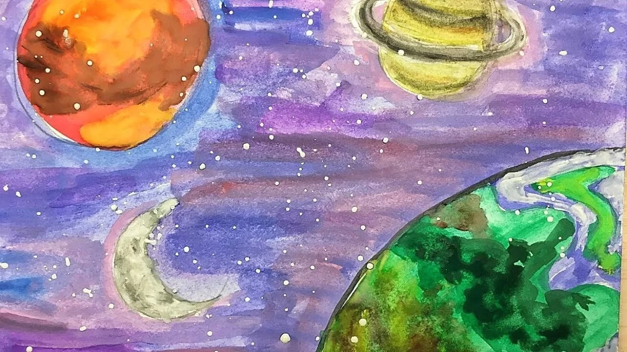 Планеты рисунок красками