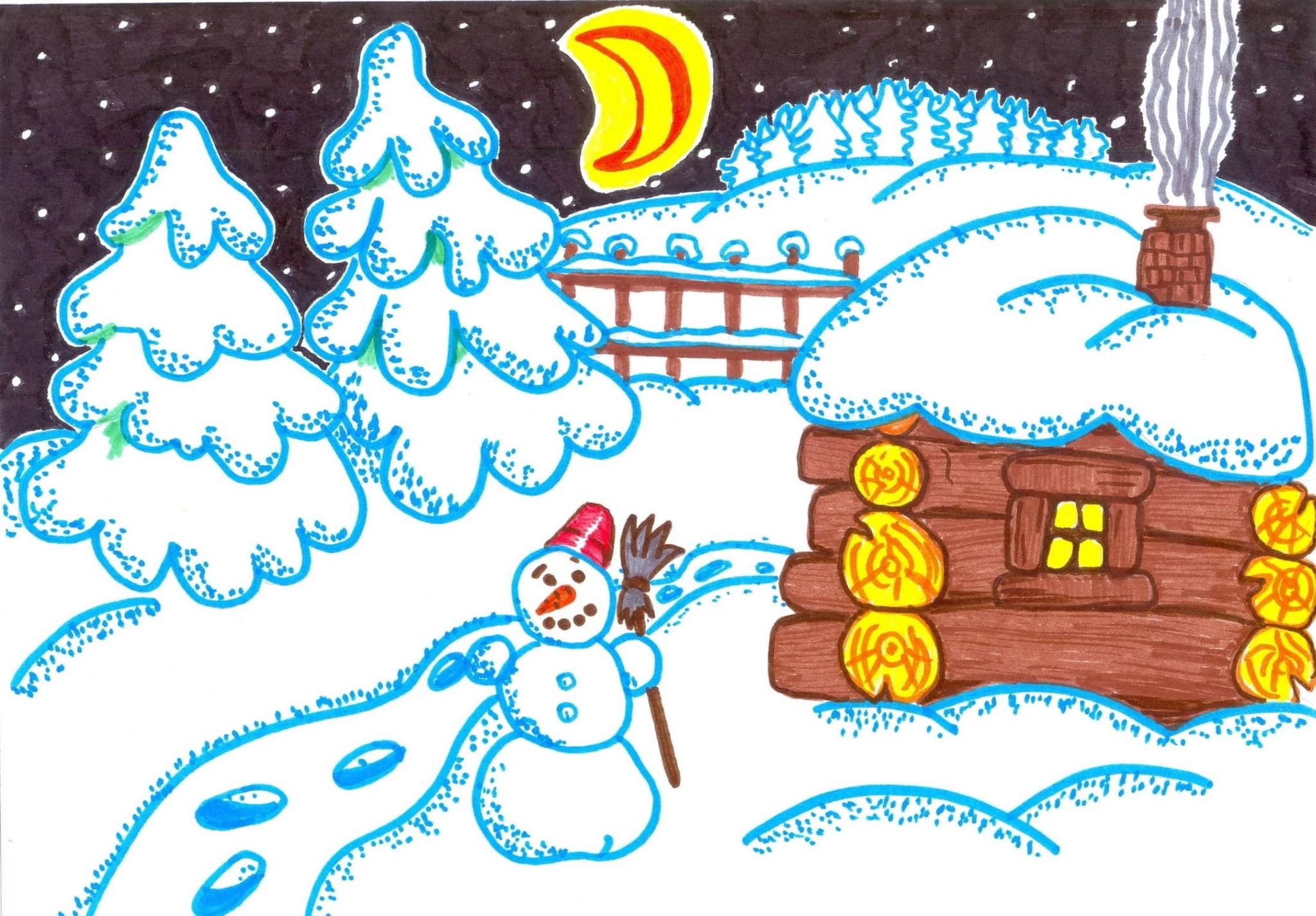 Рисунки Зимушка зима для детей