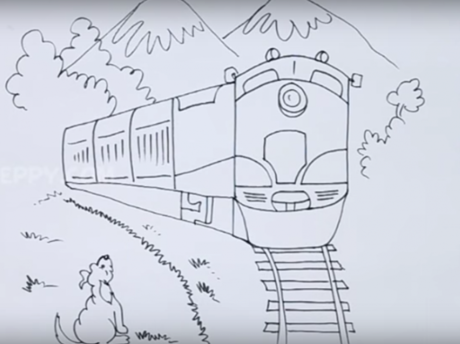Легкая железная дорога. Нарисовать поезд. Поезд карандашом. Рисунок на железнодорожную тему. Рисование с детьми поезд.