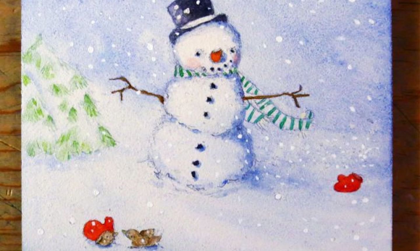 Снеговик рисунок гуашью для детей