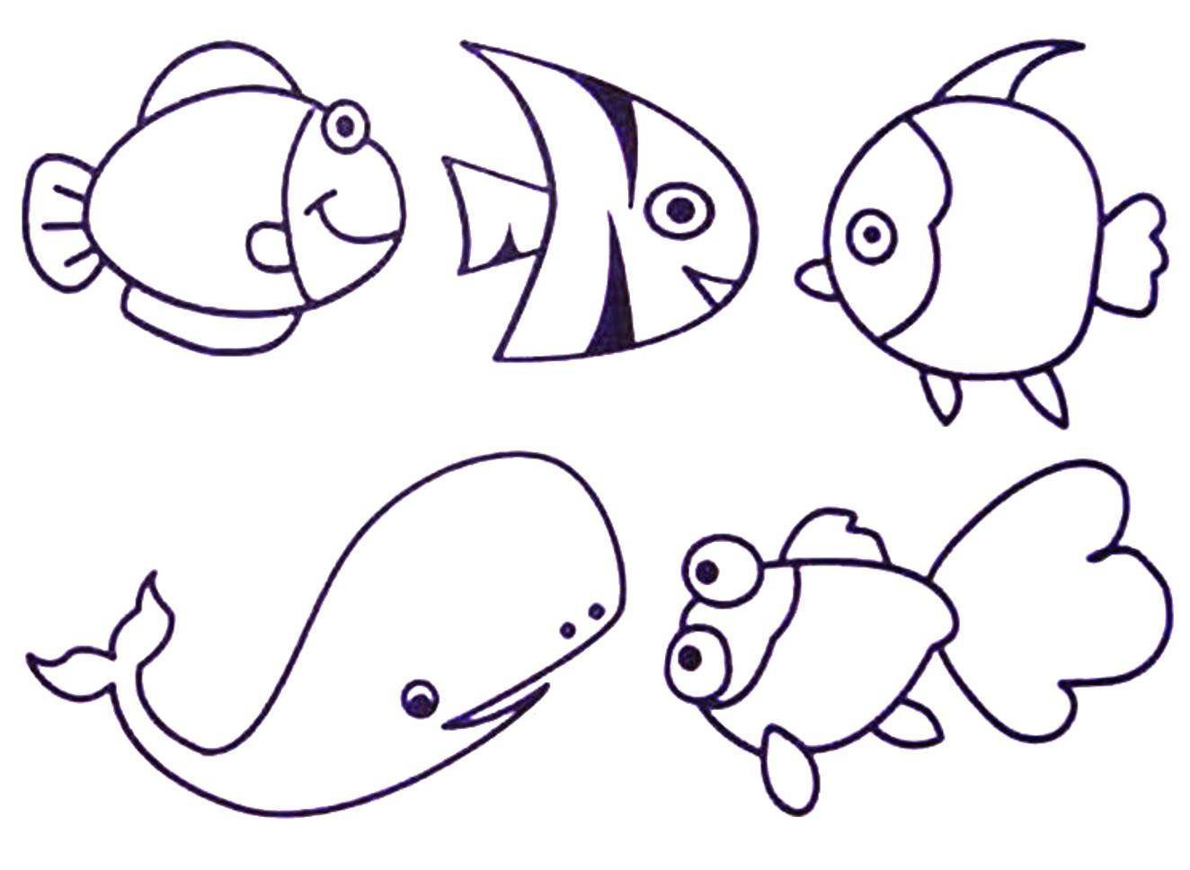 Рисунки для срисовки рыбы легкие