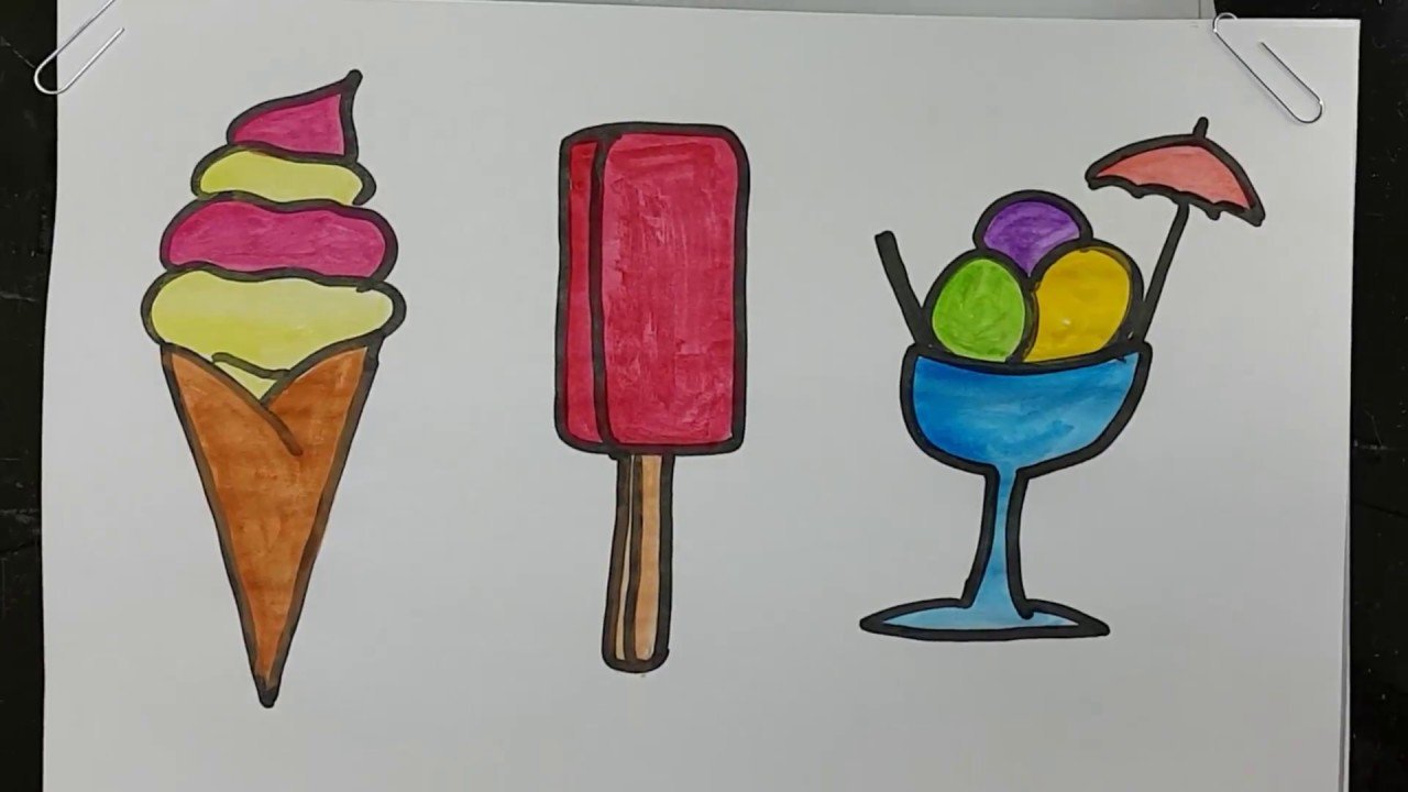 Рисунок фломастерами мороженое