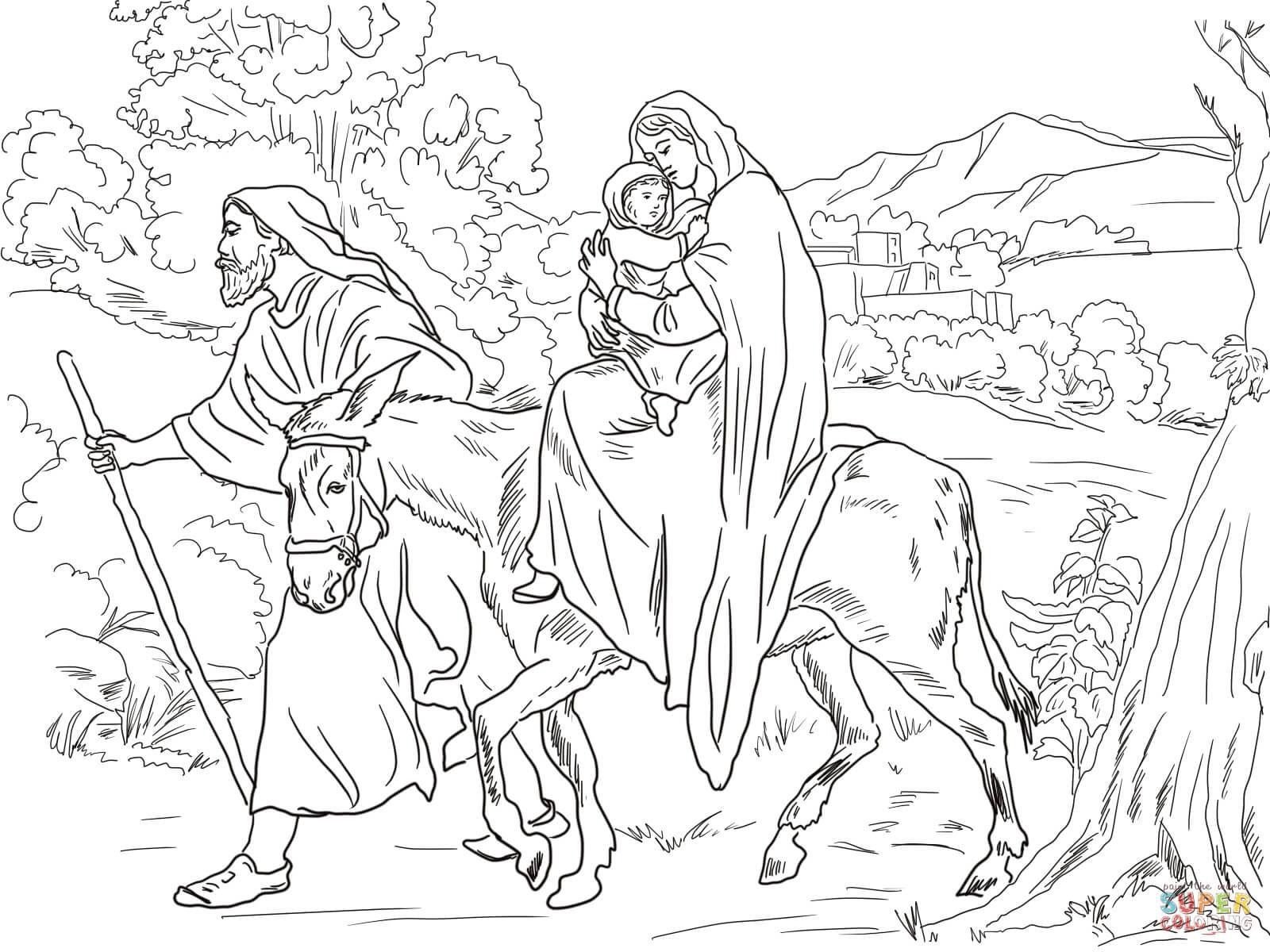 Иосиф и Мария в Вифлееме раскраски