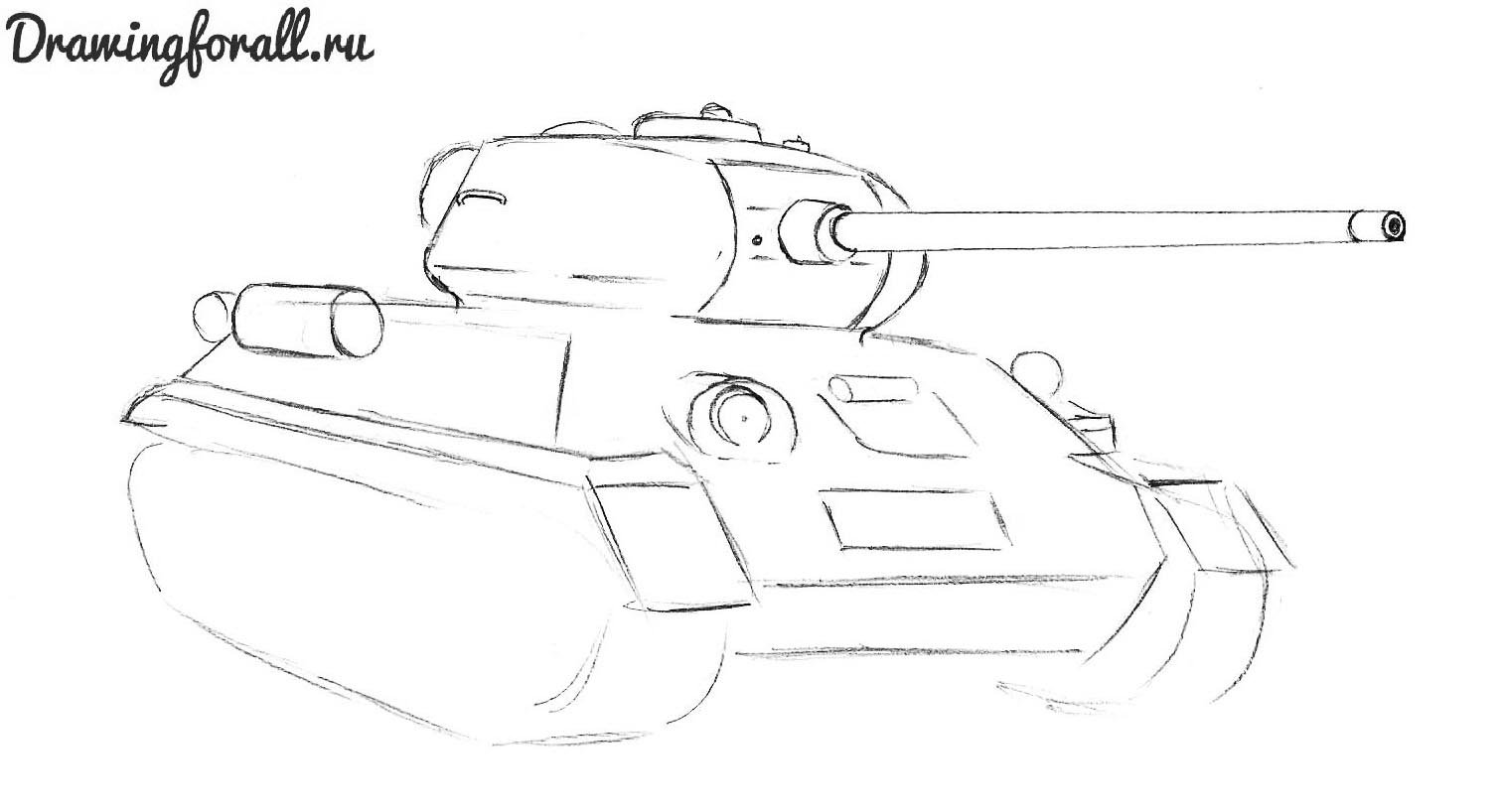 Рисунок танка т 34 карандашом