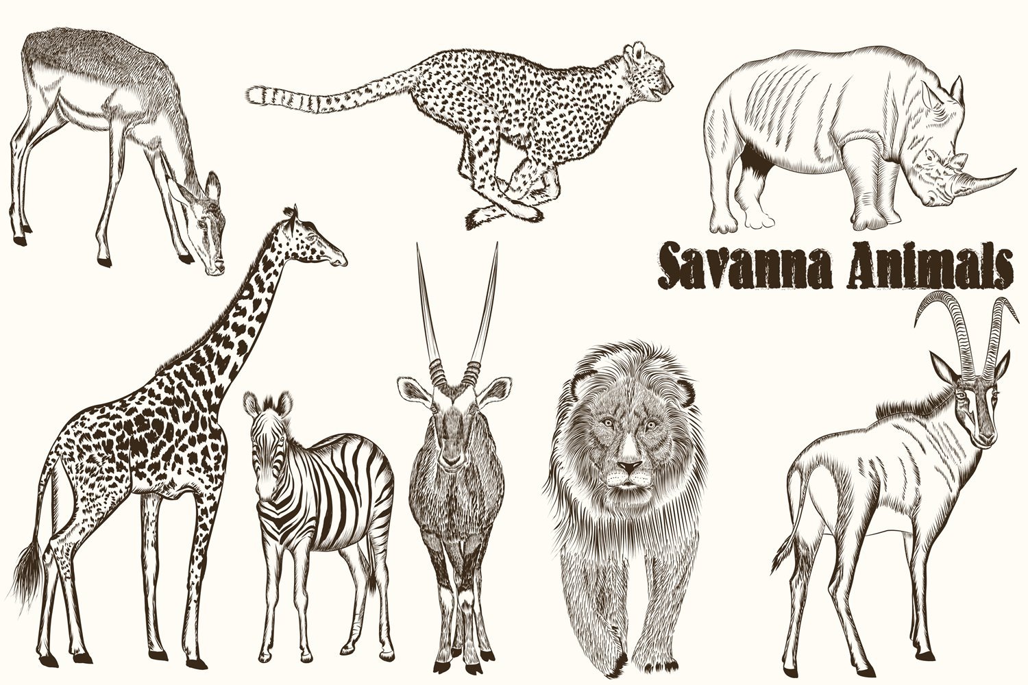 Животные саванны рисунки