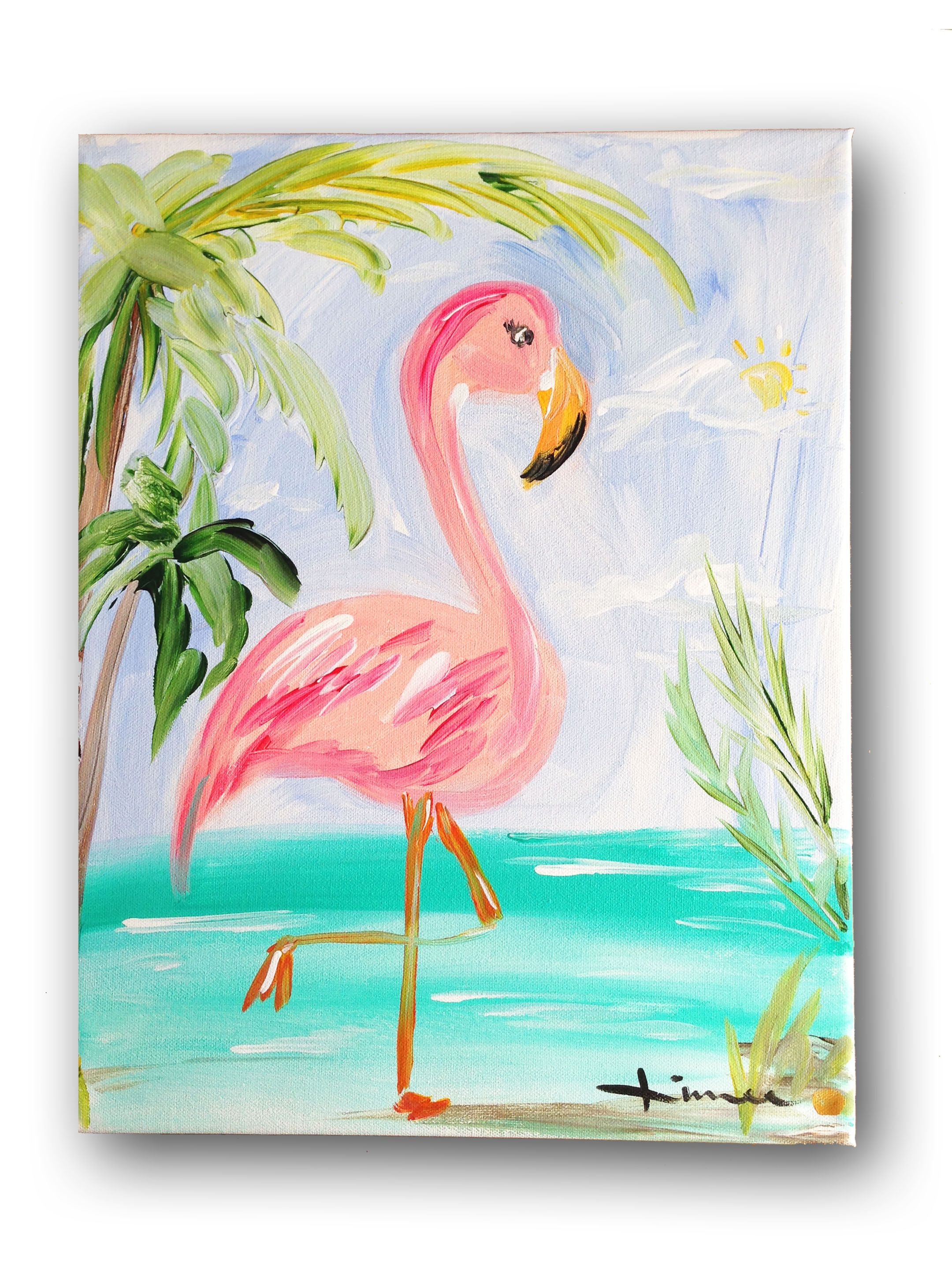 Фламинго красками для детей