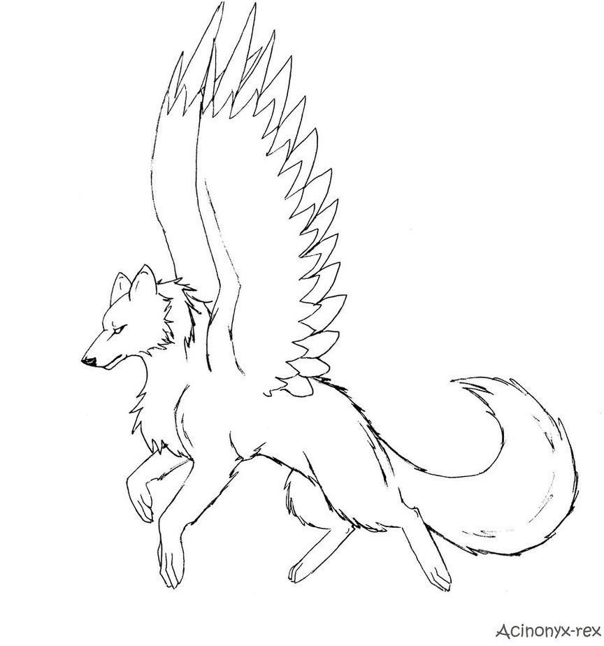 Раскраски волки с крыльями аниме