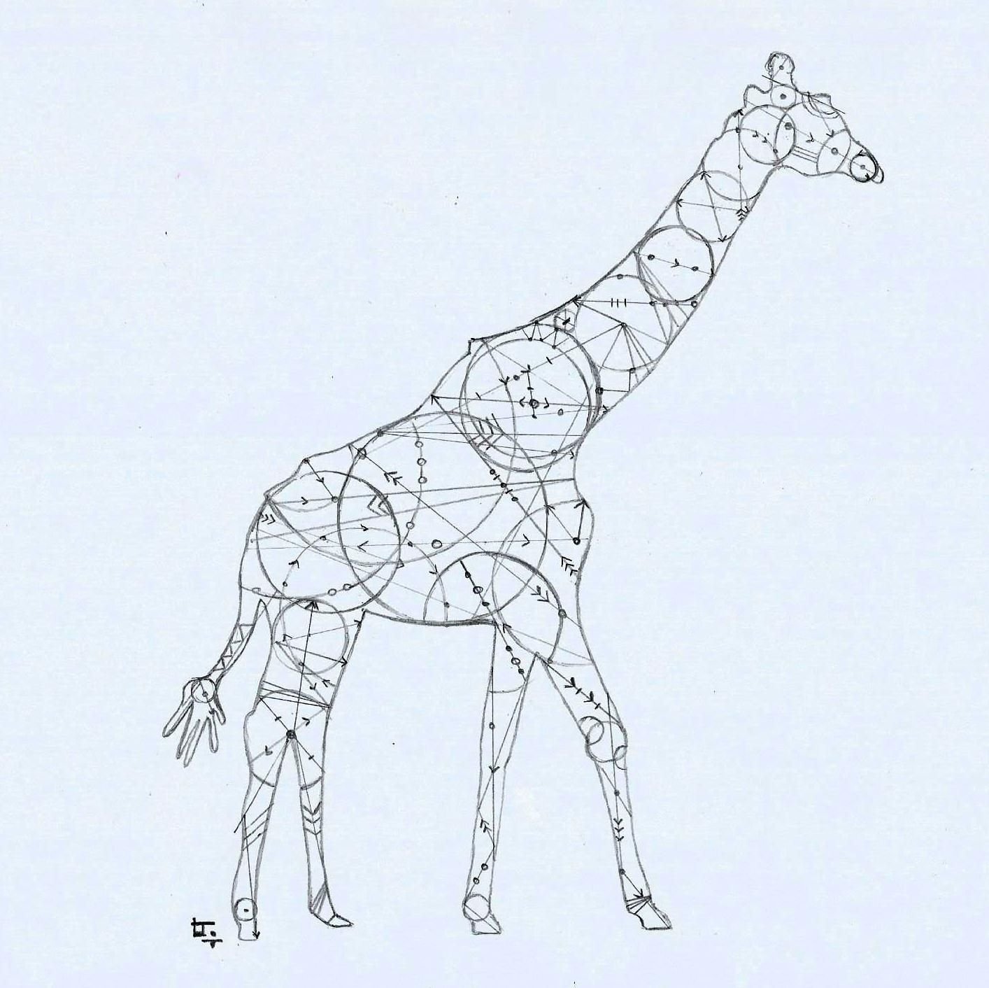 Жираф из линий