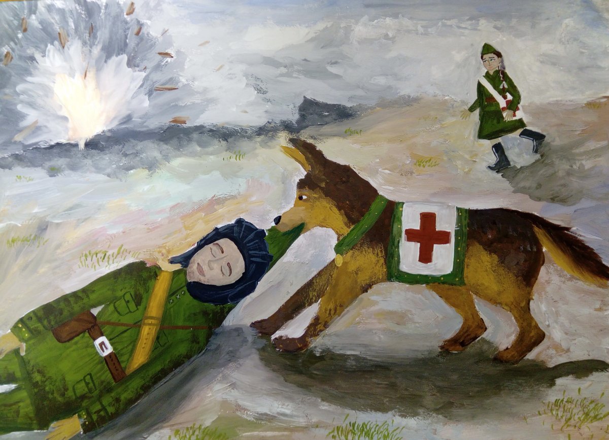Собака на войне рисунок