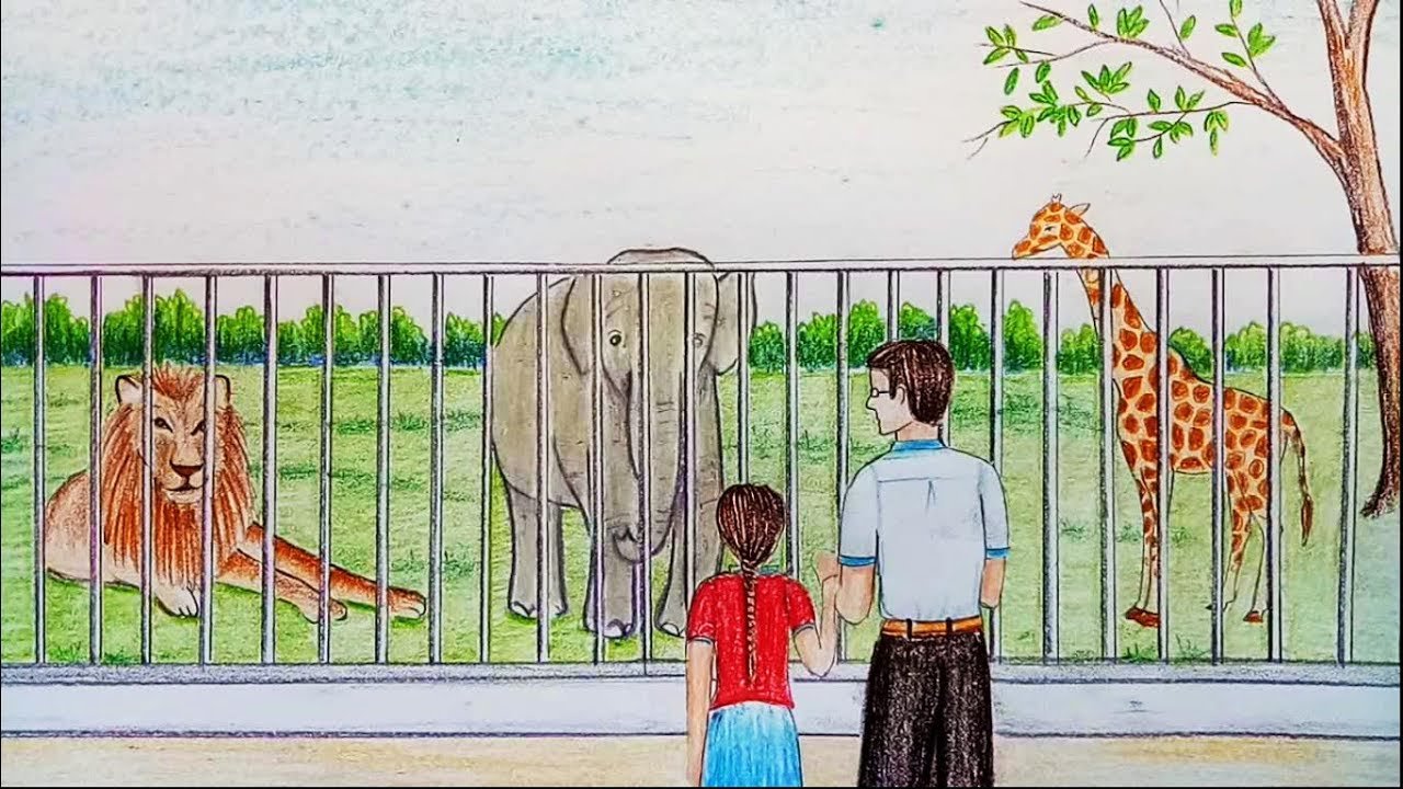 Рисование животных в зоопарке