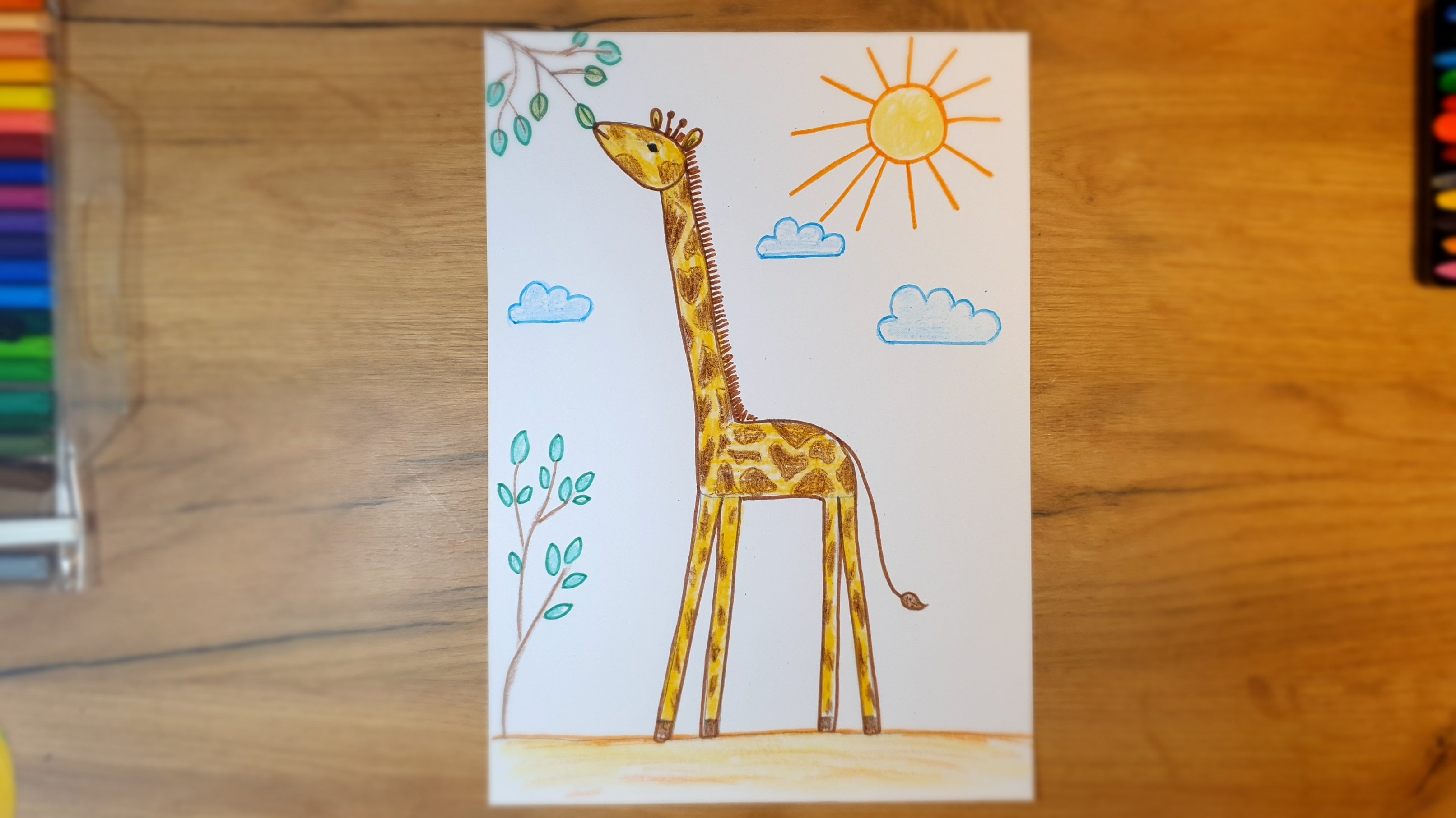 Жираф рисунок детский