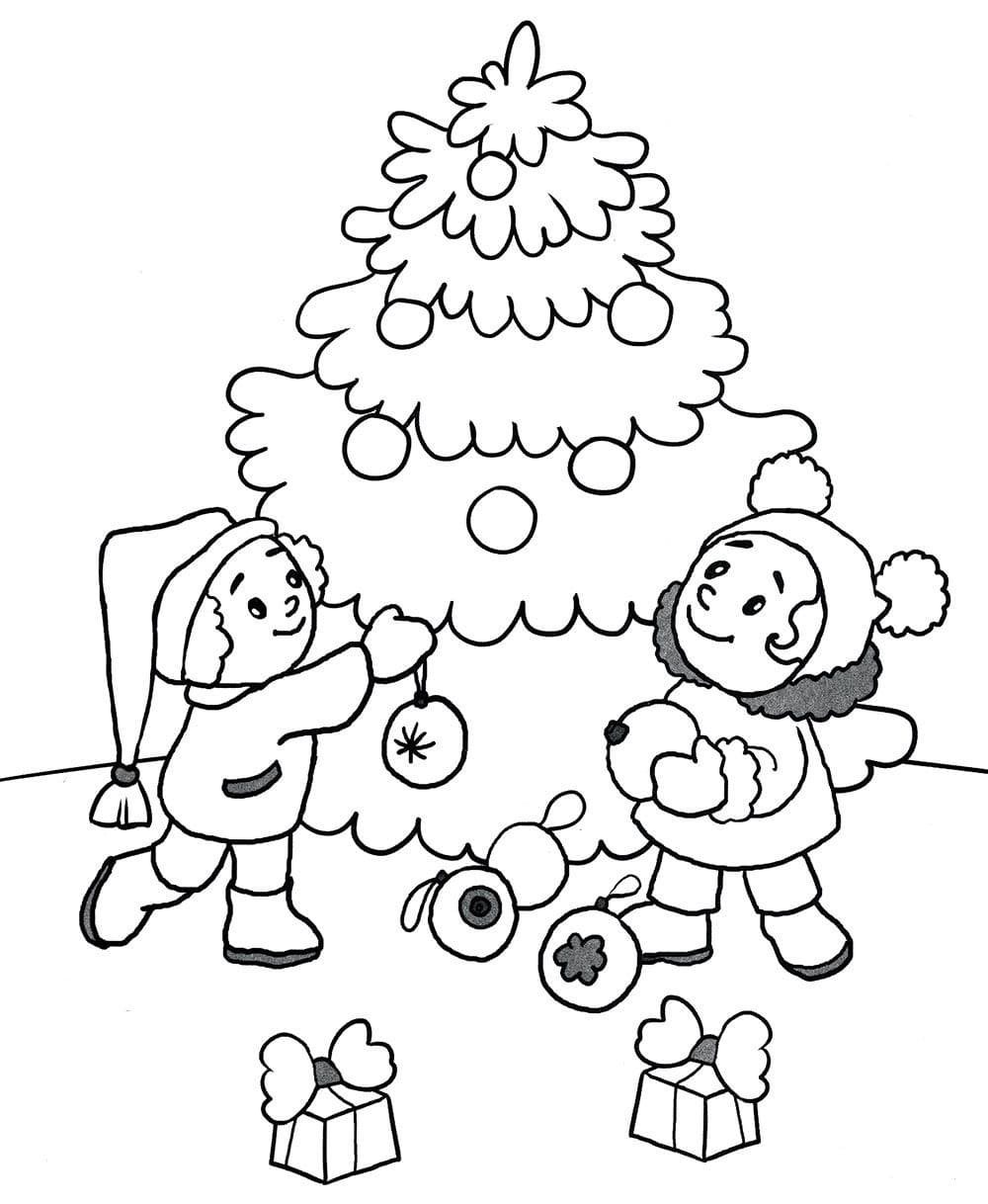 Раскраска на новогоднюю тему для детей