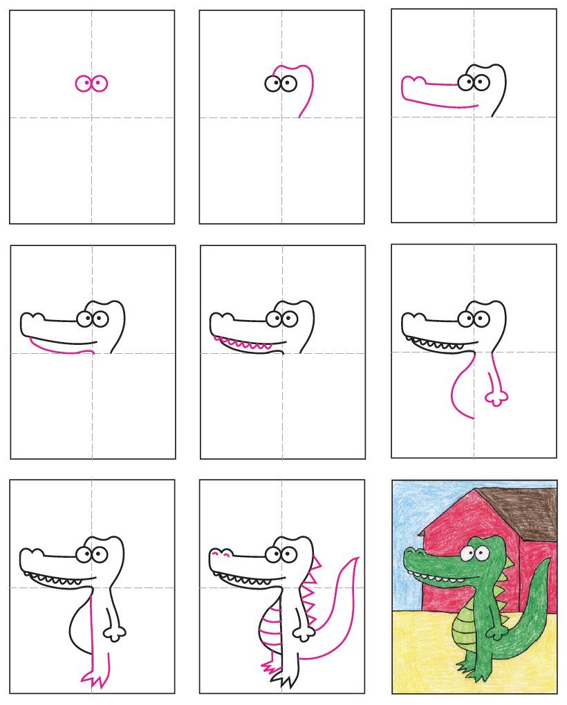 Как нарисовать крокодила легко и просто