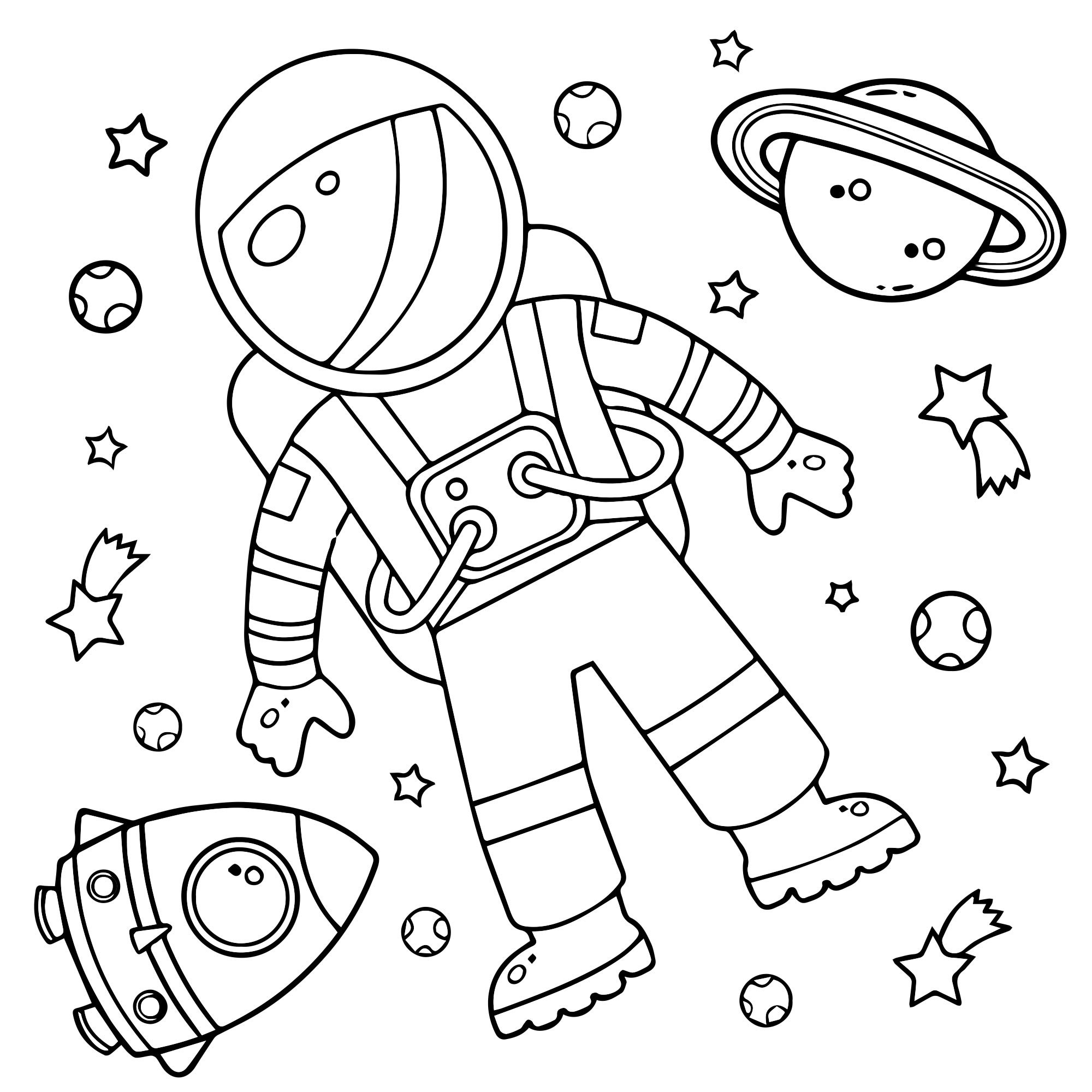 Раскраска маленький космонавт