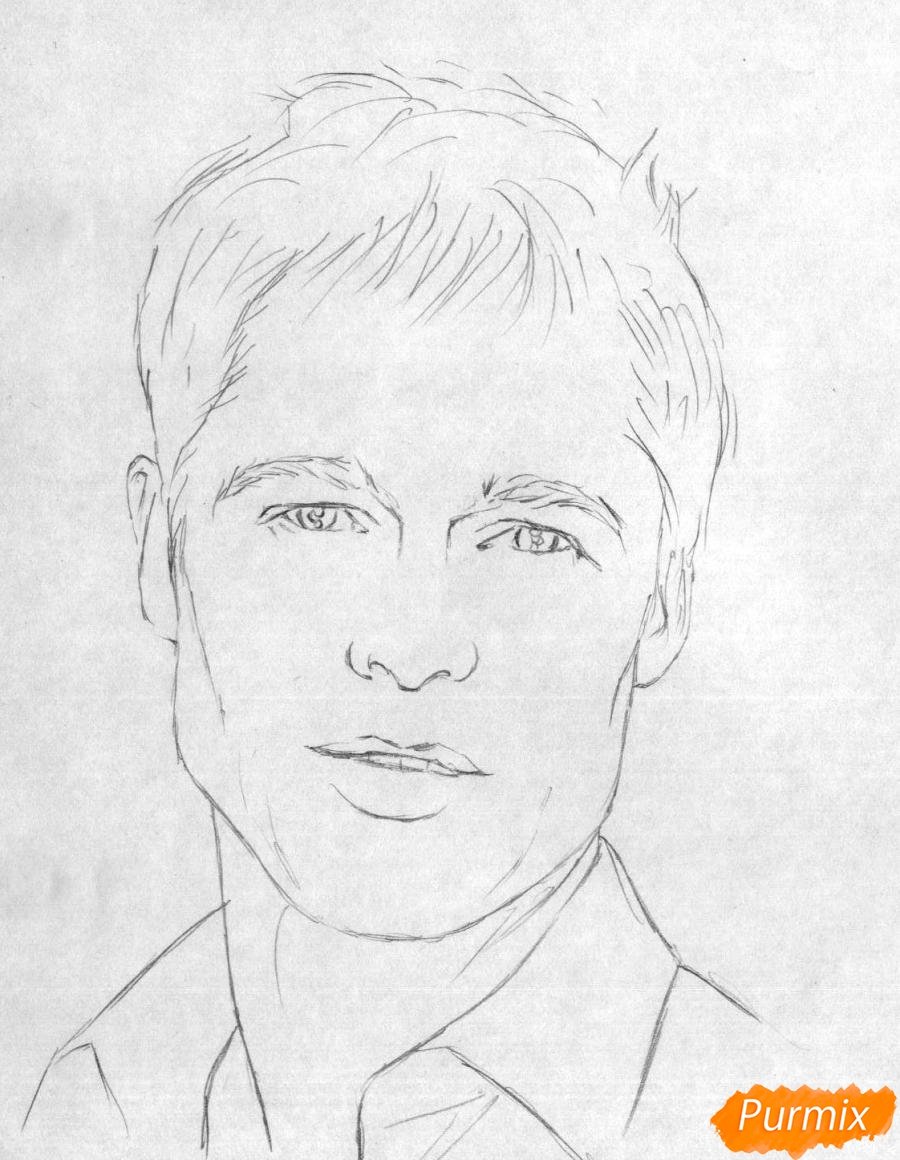 Брэд Питт портрет карандашом