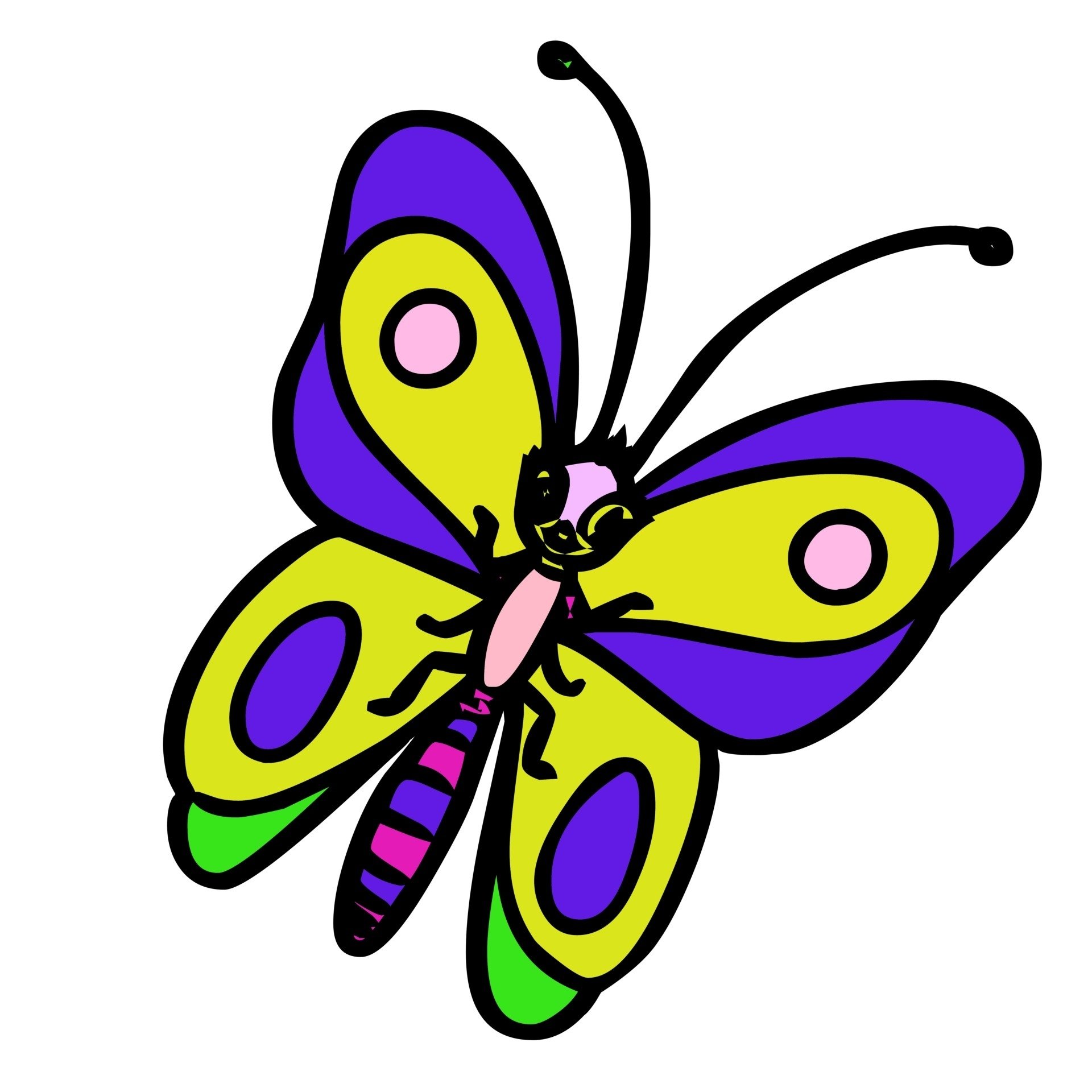 Разноцветные бабочки мультяшные