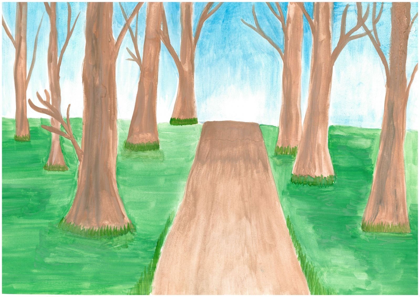 Детские рисунки леса карандашом
