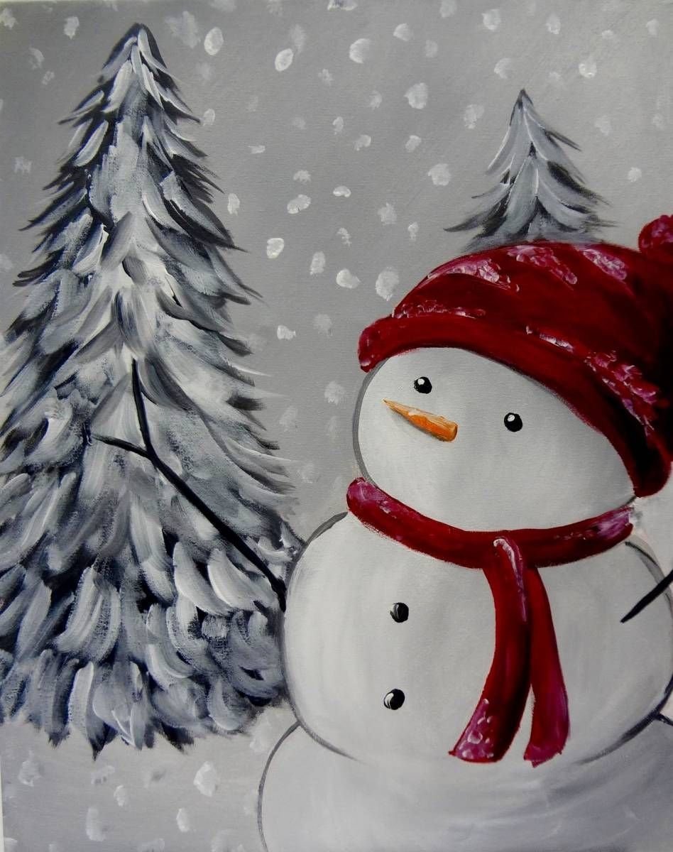Правополушарное рисование Снеговик