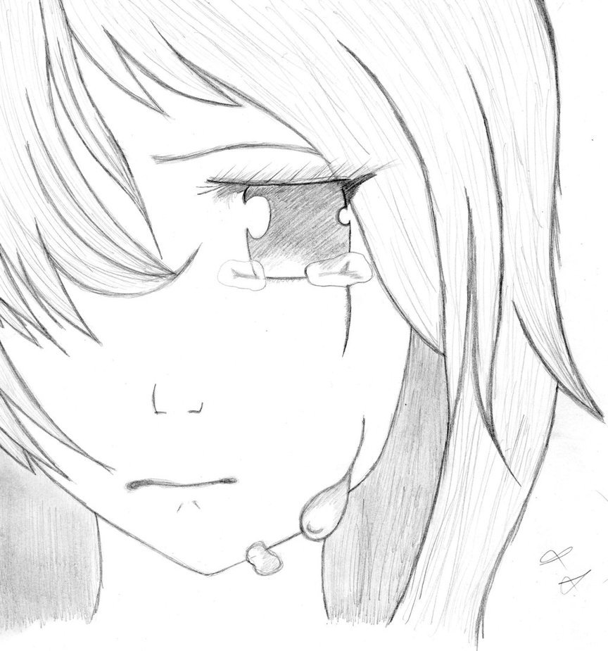 Картинки карандашом грустные аниме