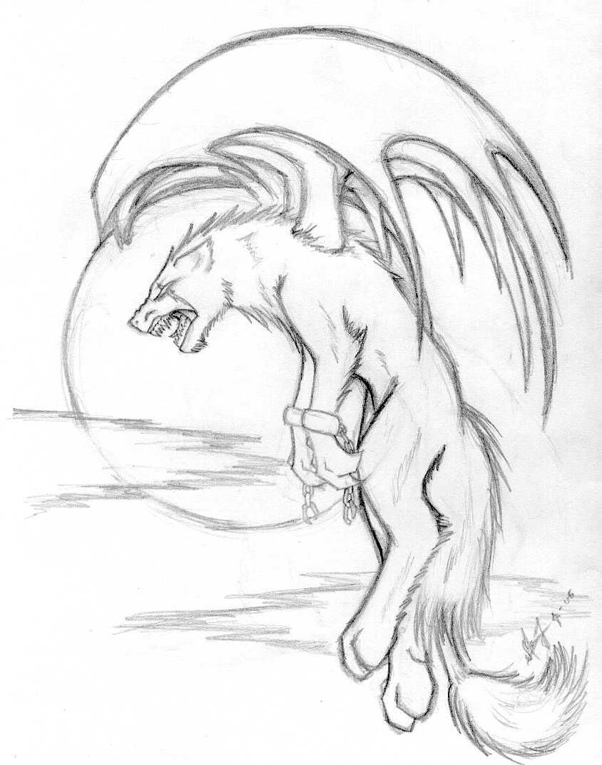 Волк с крыльями рисунки карандашом для срисовки