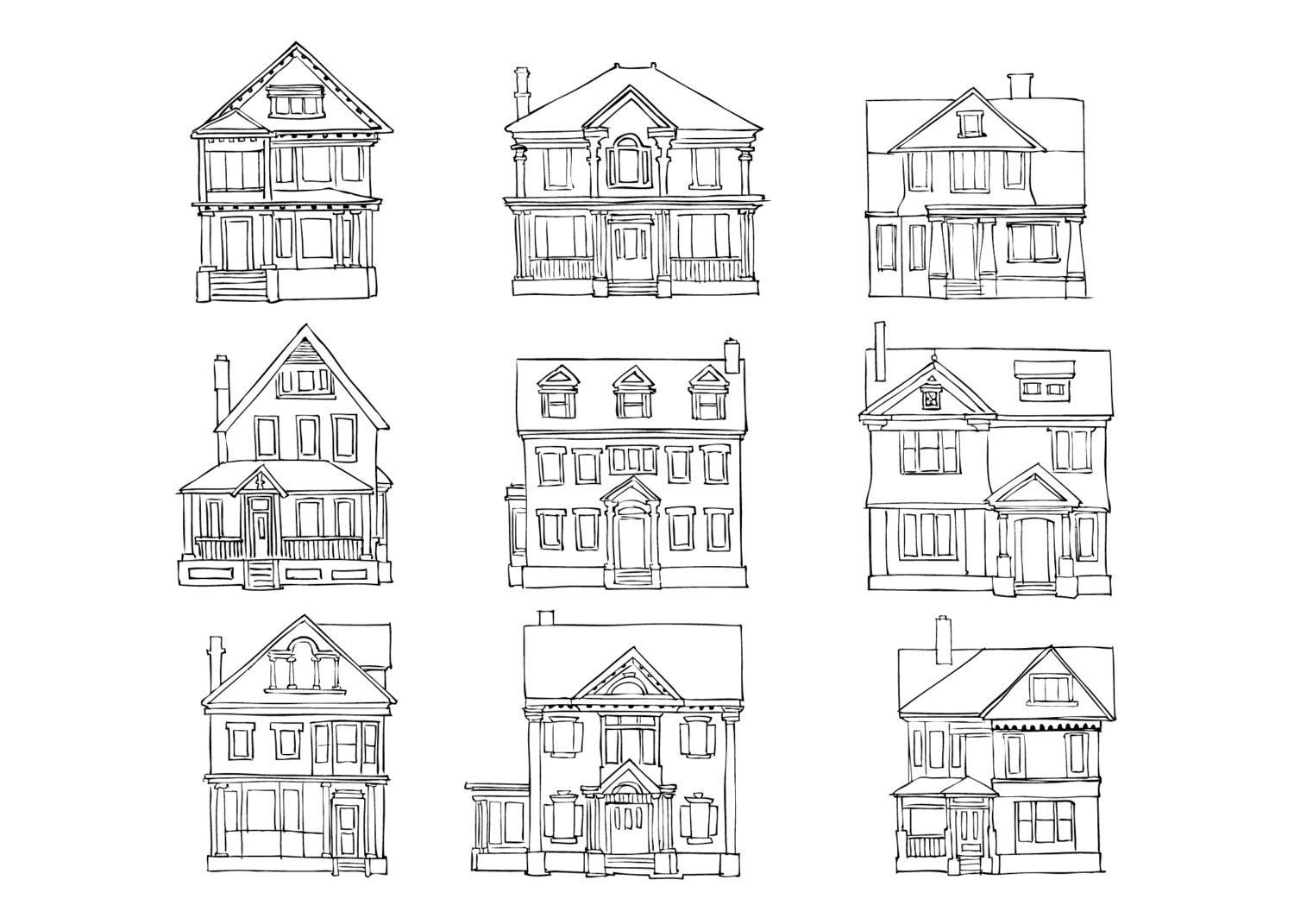 Пошаговые рисунки домов
