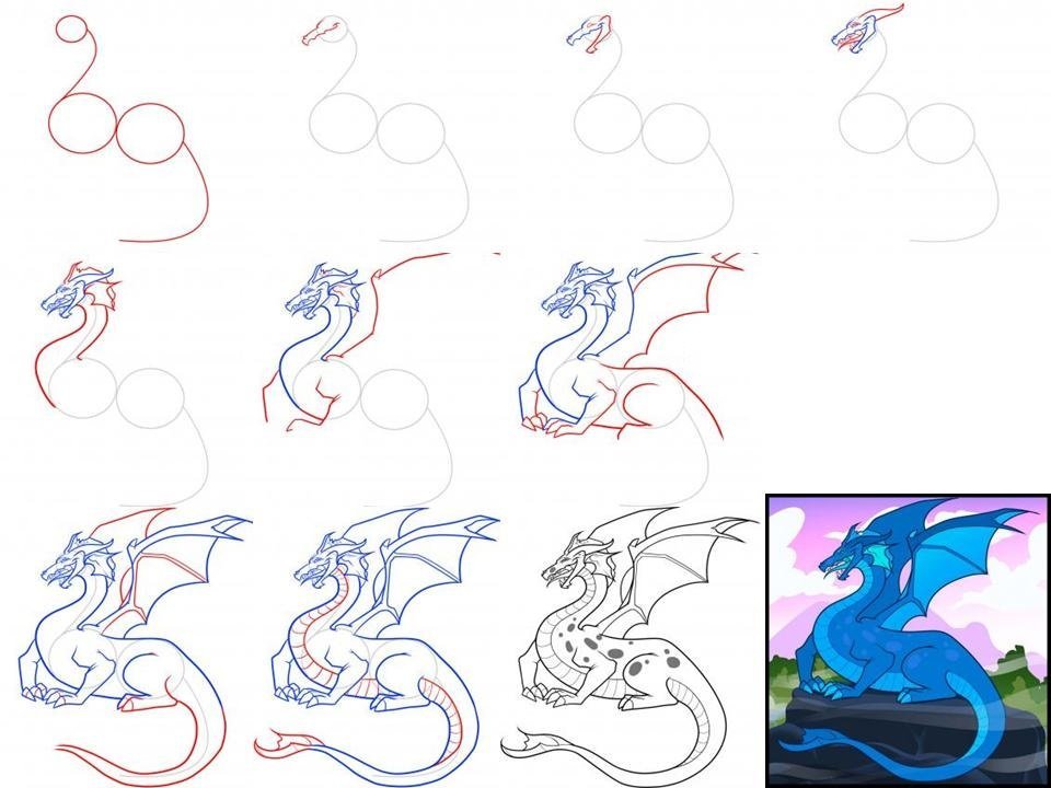 Как нарисовать дракона пошагово