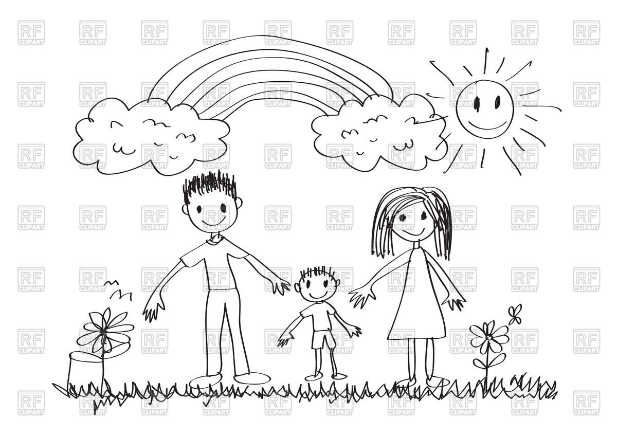 Рисунок с карандашом радость с семьей