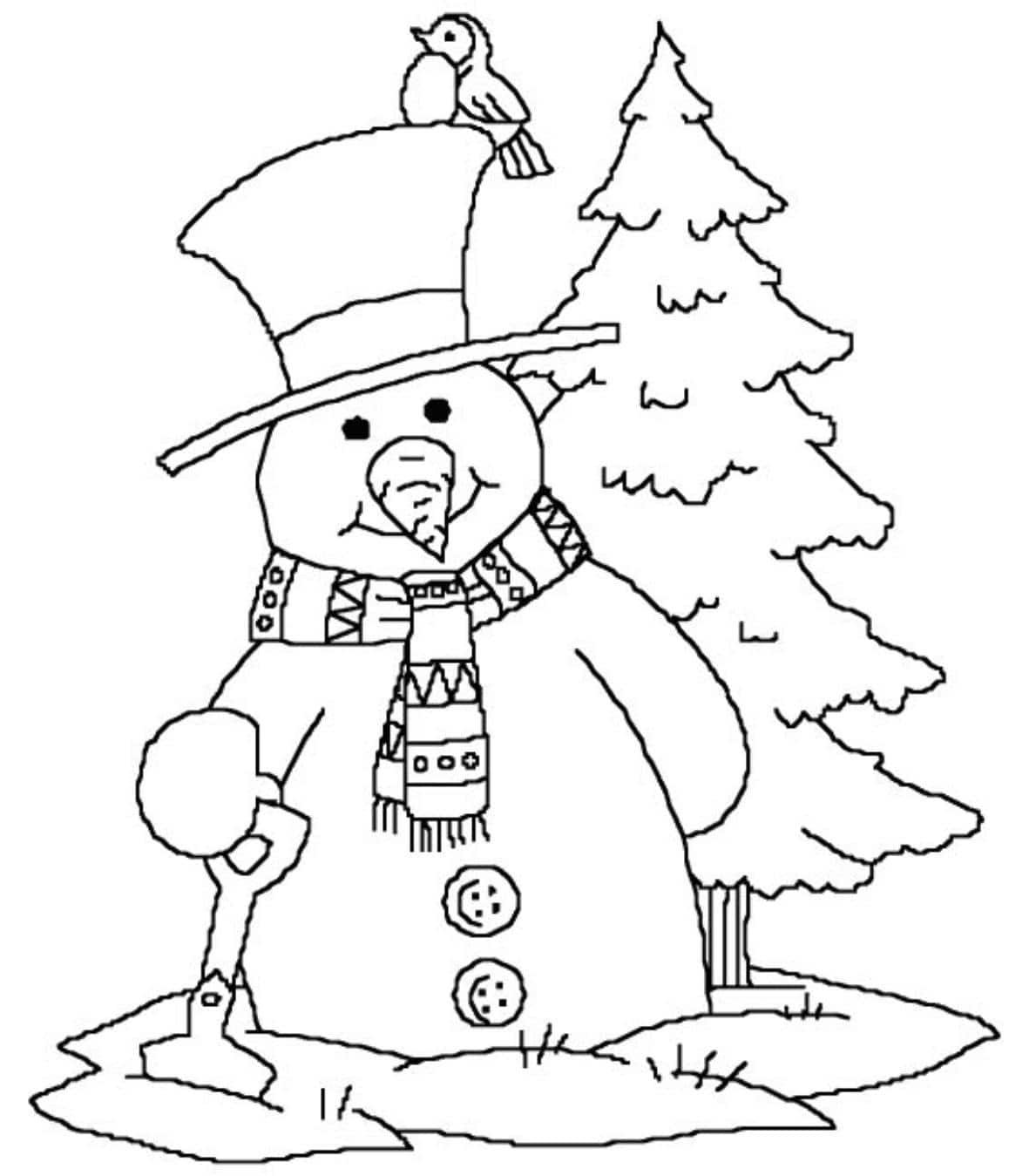 Новогодние раскраски для детей Снеговик