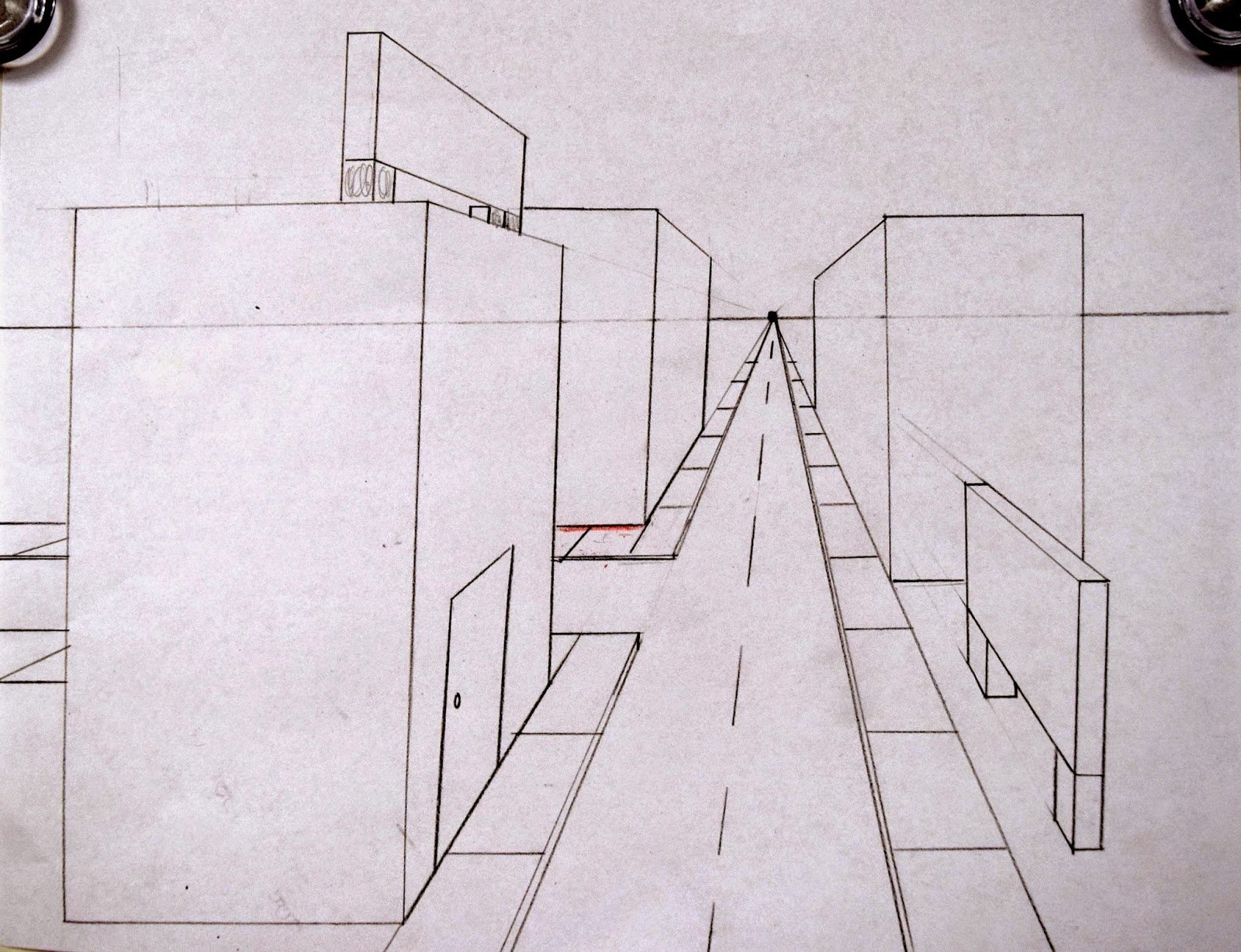 Линейная перспектива с 2 точками схода городской пейзаж