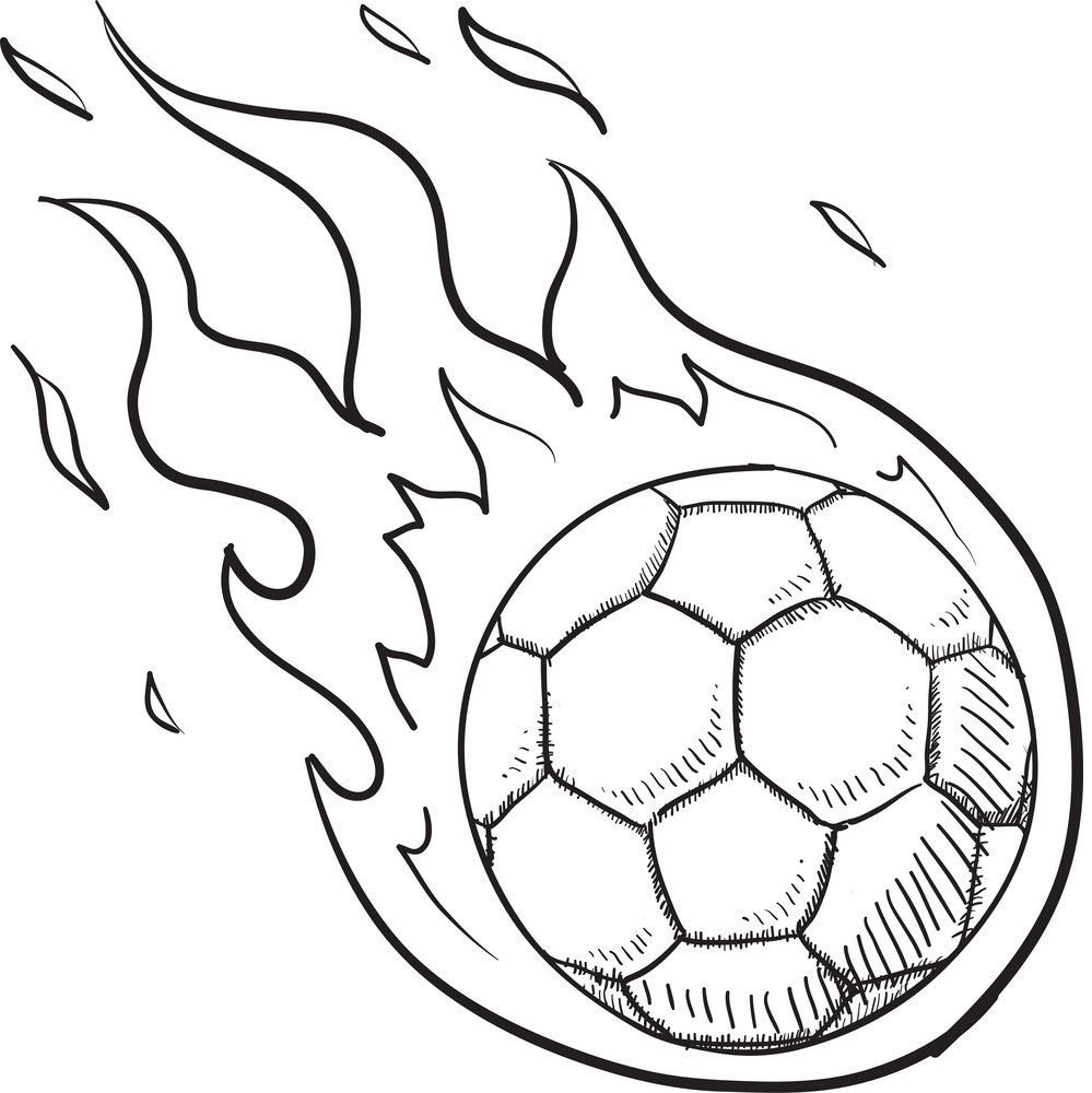 Мальчик с футбольным мячом раскраска
