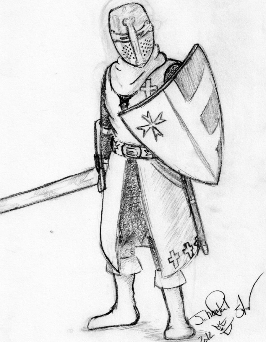 Рыцарь карандашом для срисовки